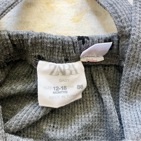 Zara Girls 12-18 Mos Jumper Dress Dark Gray Floral Print Pockets Winter Grey - Picture 3 of 5